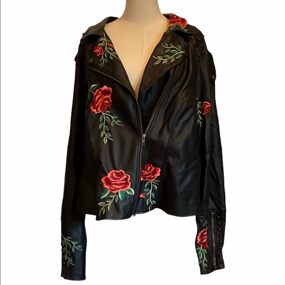 torrid leather jacket with roses